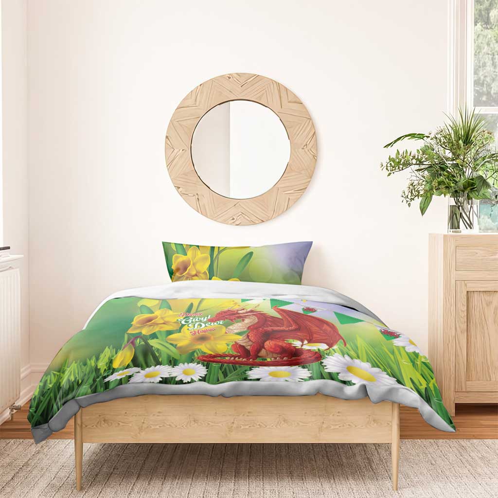 Wales Saint David's Day Bedding Set Dydd Gwyl Dewi Hapus Dragon Daffodil - Wonder Print Shop