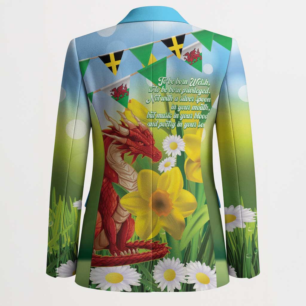 Wales Saint David's Day Blazer Dydd Gwyl Dewi Hapus Dragon Daffodil - Wonder Print Shop
