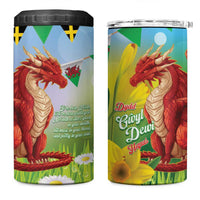 Wales Saint David's Day 4 in 1 Can Cooler Tumbler Dydd Gwyl Dewi Hapus Dragon Daffodil - Wonder Print Shop