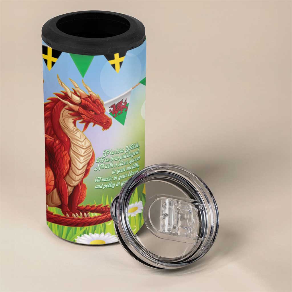 Wales Saint David's Day 4 in 1 Can Cooler Tumbler Dydd Gwyl Dewi Hapus Dragon Daffodil - Wonder Print Shop