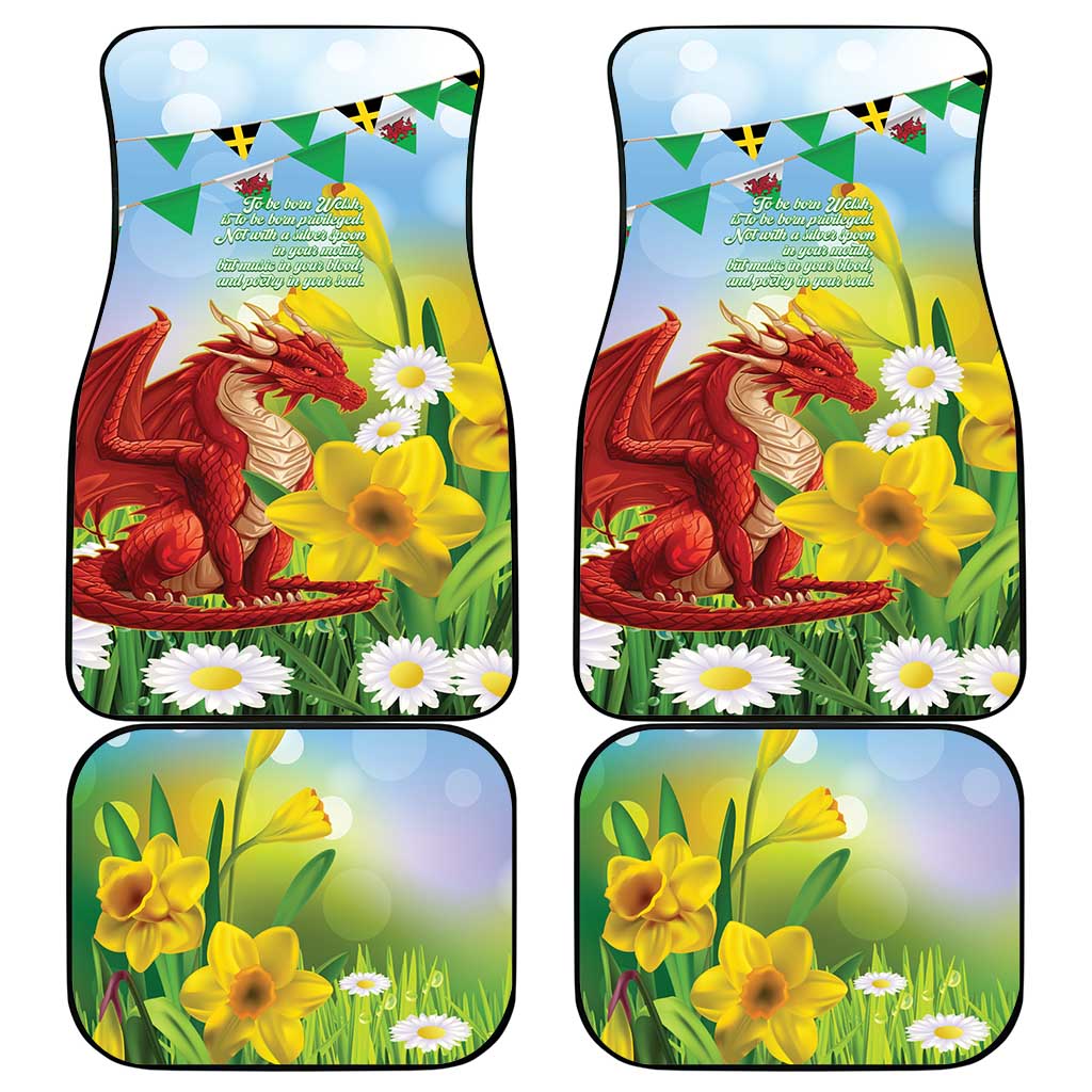 Wales Saint David's Day Car Mats Dydd Gwyl Dewi Hapus Dragon Daffodil - Wonder Print Shop