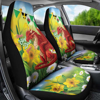 Wales Saint David's Day Car Seat Cover Dydd Gwyl Dewi Hapus Dragon Daffodil - Wonder Print Shop