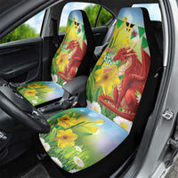 Wales Saint David's Day Car Seat Cover Dydd Gwyl Dewi Hapus Dragon Daffodil - Wonder Print Shop
