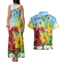 Wales Saint David's Day Couples Matching Tank Maxi Dress and Hawaiian Shirt Dydd Gwyl Dewi Hapus Dragon Daffodil - Wonder Print Shop