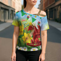 Wales Saint David's Day Cross Shoulder Shirt Dydd Gwyl Dewi Hapus Dragon Daffodil - Wonder Print Shop