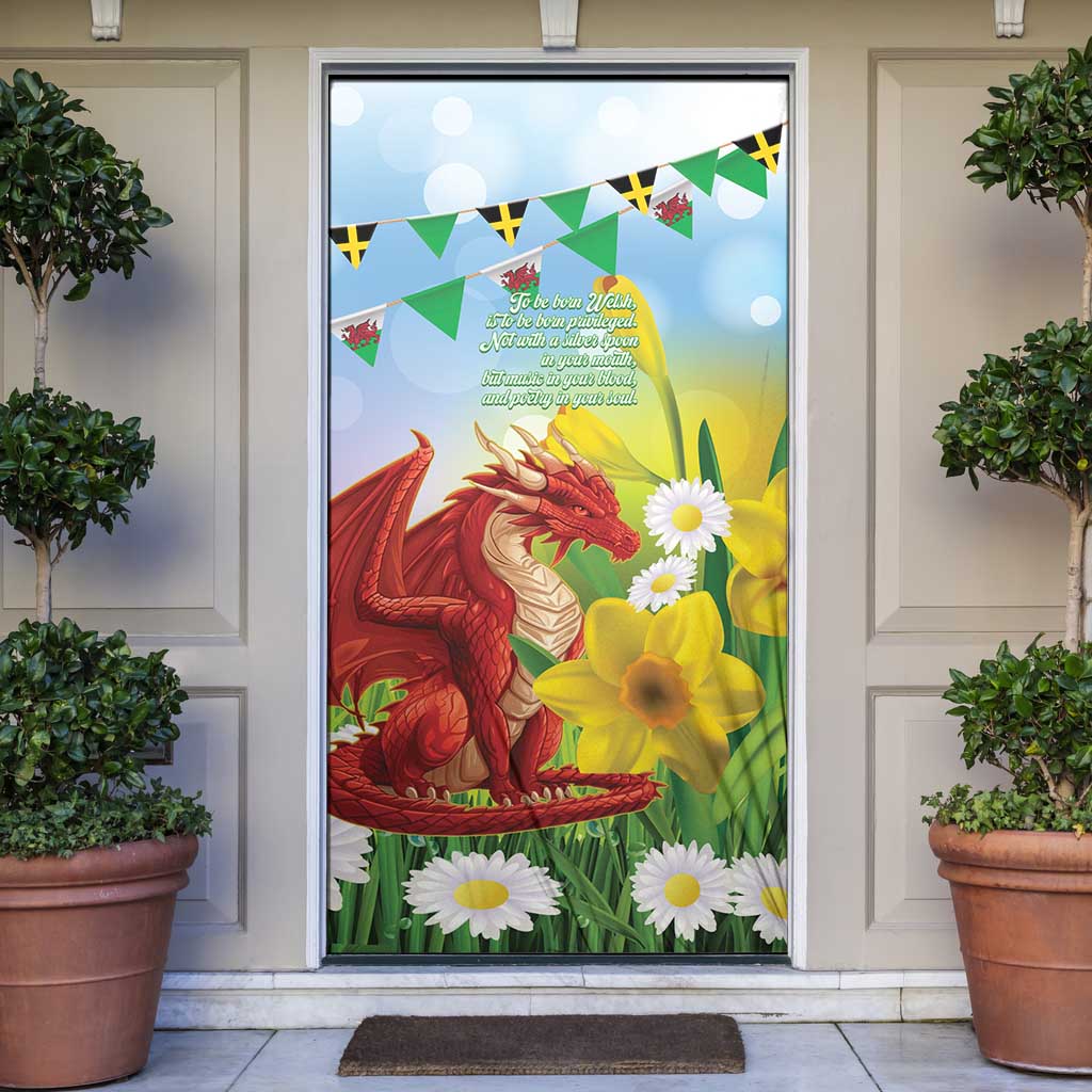 Wales Saint David's Day Door Cover Dydd Gwyl Dewi Hapus Dragon Daffodil - Wonder Print Shop