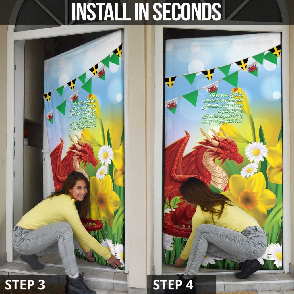 Wales Saint David's Day Door Cover Dydd Gwyl Dewi Hapus Dragon Daffodil - Wonder Print Shop