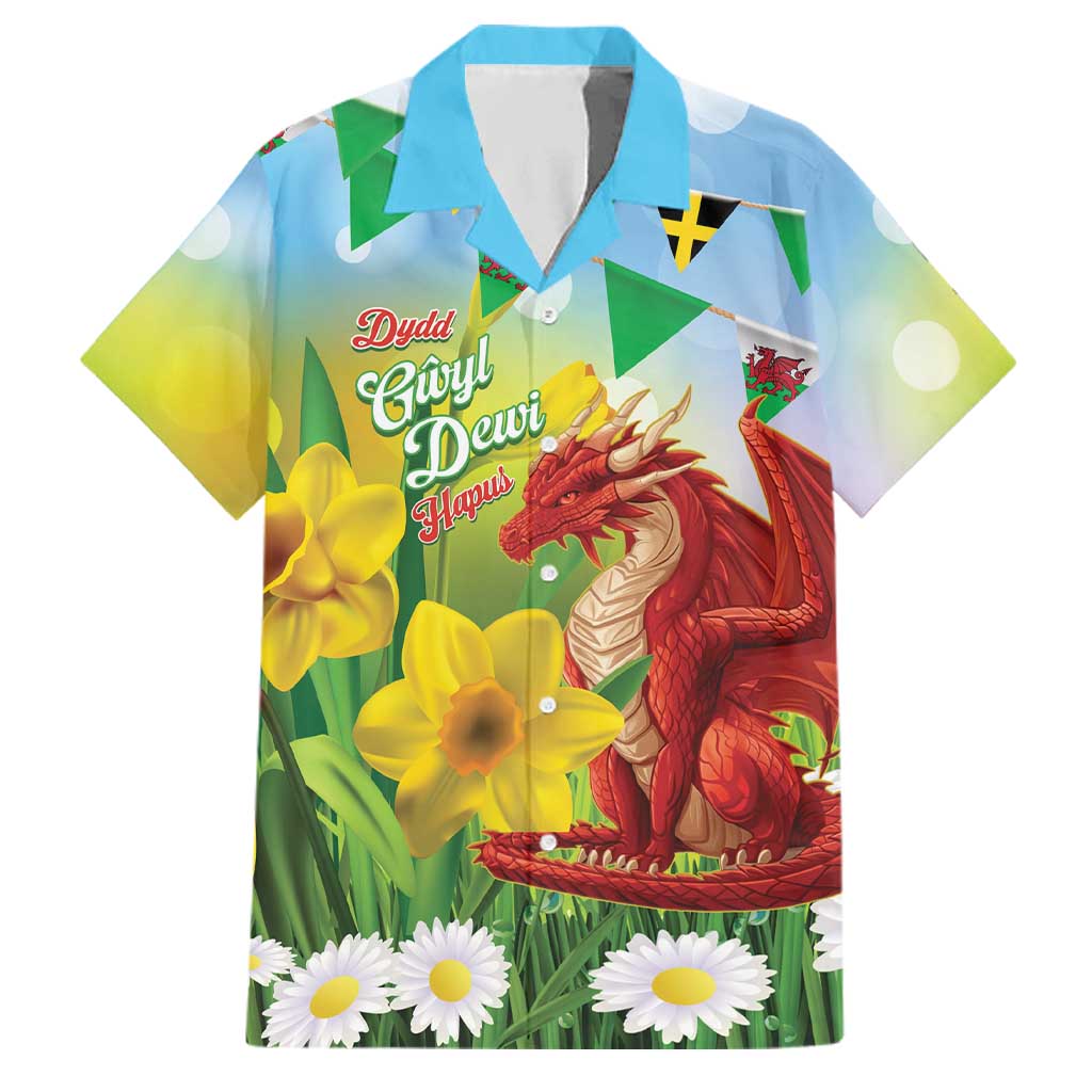 Wales Saint David's Day Family Matching Long Sleeve Bodycon Dress and Hawaiian Shirt Dydd Gwyl Dewi Hapus Dragon Daffodil - Wonder Print Shop