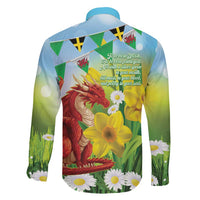 Wales Saint David's Day Family Matching Long Sleeve Bodycon Dress and Hawaiian Shirt Dydd Gwyl Dewi Hapus Dragon Daffodil - Wonder Print Shop