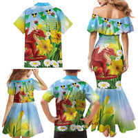 Wales Saint David's Day Family Matching Mermaid Dress and Hawaiian Shirt Dydd Gwyl Dewi Hapus Dragon Daffodil - Wonder Print Shop