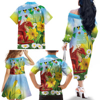 Wales Saint David's Day Family Matching Off The Shoulder Long Sleeve Dress and Hawaiian Shirt Dydd Gwyl Dewi Hapus Dragon Daffodil - Wonder Print Shop
