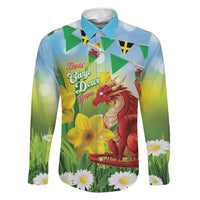 Wales Saint David's Day Family Matching Off The Shoulder Long Sleeve Dress and Hawaiian Shirt Dydd Gwyl Dewi Hapus Dragon Daffodil - Wonder Print Shop