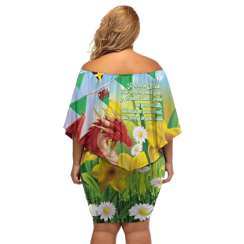 Wales Saint David's Day Family Matching Off Shoulder Short Dress and Hawaiian Shirt Dydd Gwyl Dewi Hapus Dragon Daffodil - Wonder Print Shop