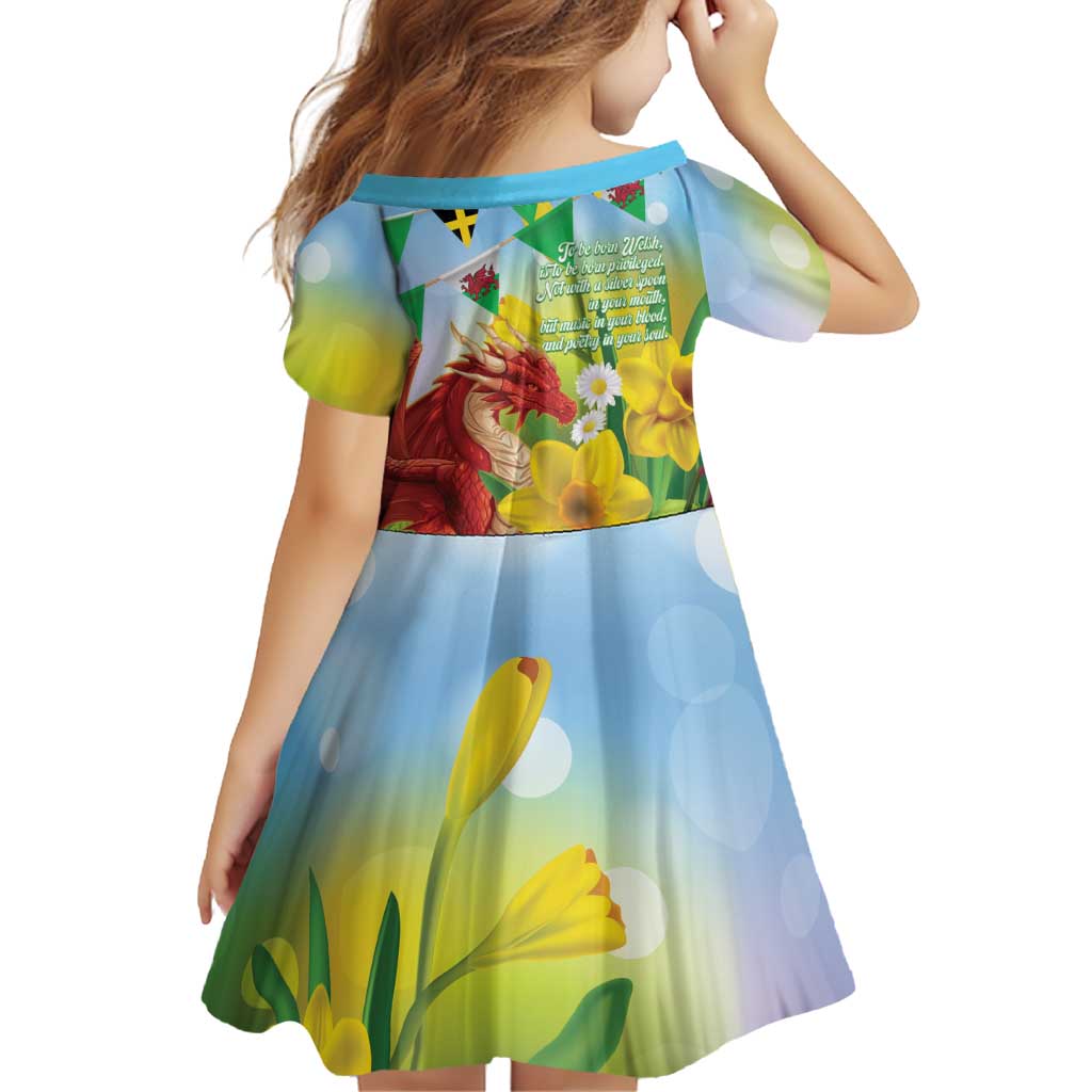 Wales Saint David's Day Family Matching Short Sleeve Bodycon Dress and Hawaiian Shirt Dydd Gwyl Dewi Hapus Dragon Daffodil - Wonder Print Shop