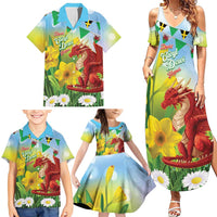 Wales Saint David's Day Family Matching Summer Maxi Dress and Hawaiian Shirt Dydd Gwyl Dewi Hapus Dragon Daffodil - Wonder Print Shop