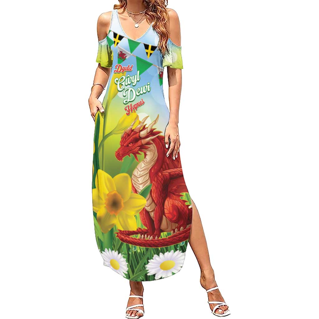 Wales Saint David's Day Family Matching Summer Maxi Dress and Hawaiian Shirt Dydd Gwyl Dewi Hapus Dragon Daffodil - Wonder Print Shop
