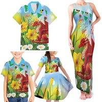 Wales Saint David's Day Family Matching Tank Maxi Dress and Hawaiian Shirt Dydd Gwyl Dewi Hapus Dragon Daffodil - Wonder Print Shop
