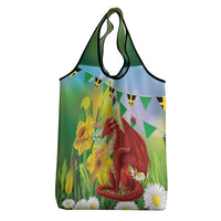 Wales Saint David's Day Grocery Bag Dydd Gwyl Dewi Hapus Dragon Daffodil - Wonder Print Shop