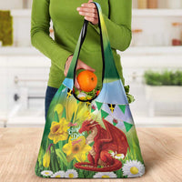 Wales Saint David's Day Grocery Bag Dydd Gwyl Dewi Hapus Dragon Daffodil - Wonder Print Shop