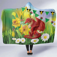 Wales Saint David's Day Hooded Blanket Dydd Gwyl Dewi Hapus Dragon Daffodil - Wonder Print Shop