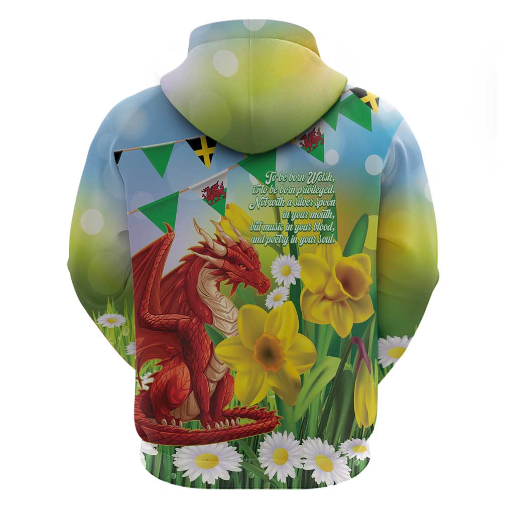 Wales Saint David's Day Hoodie Dydd Gwyl Dewi Hapus Dragon Daffodil - Wonder Print Shop