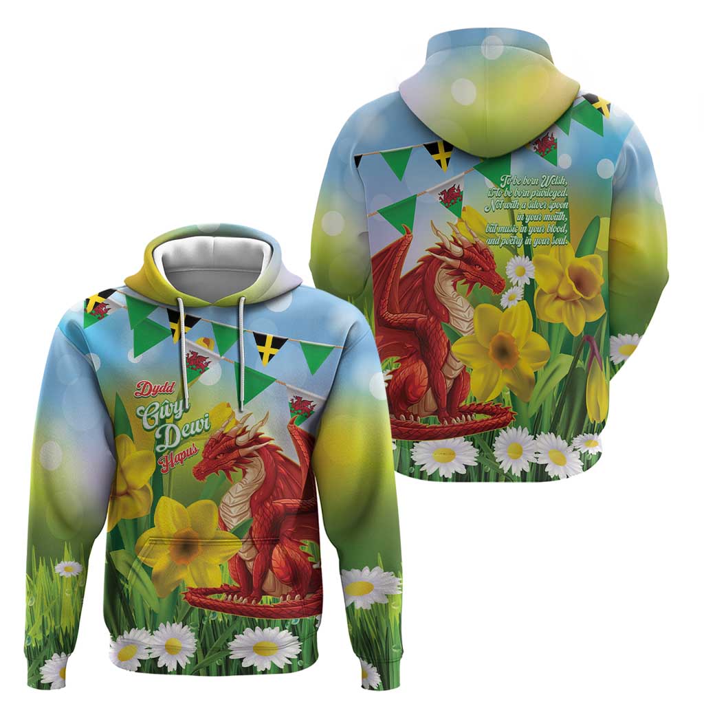 Wales Saint David's Day Hoodie Dydd Gwyl Dewi Hapus Dragon Daffodil - Wonder Print Shop