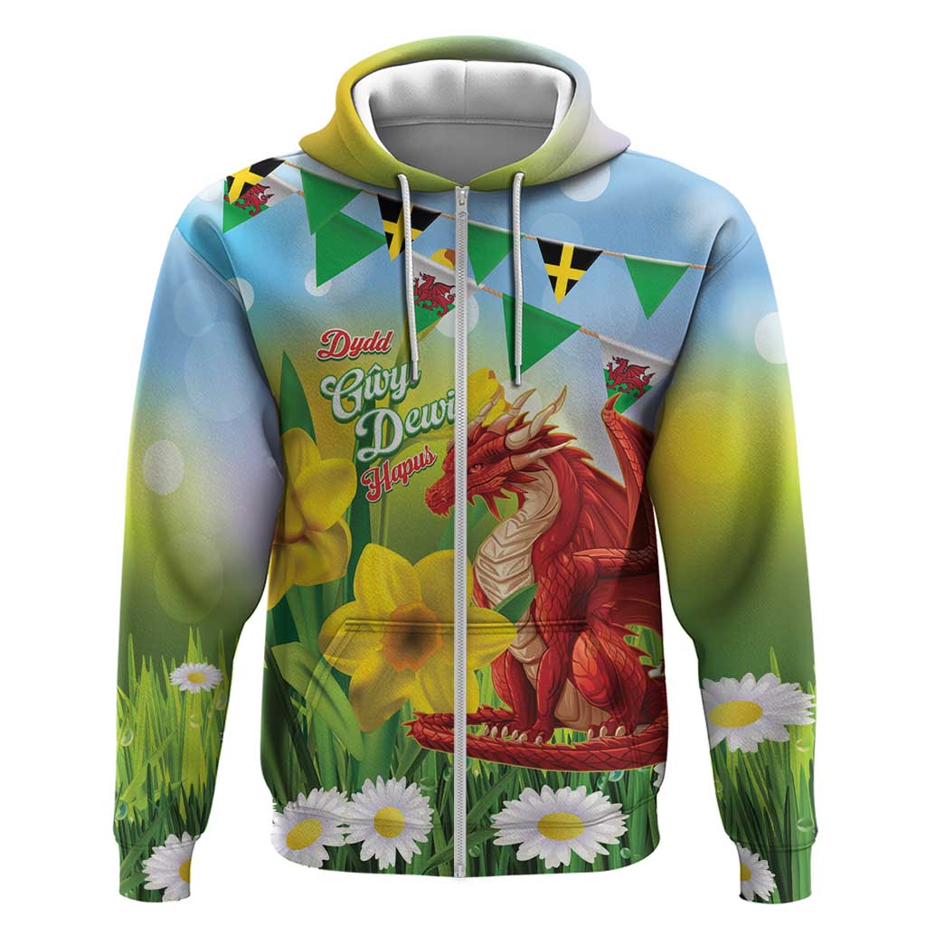 Wales Saint David's Day Hoodie Dydd Gwyl Dewi Hapus Dragon Daffodil - Wonder Print Shop