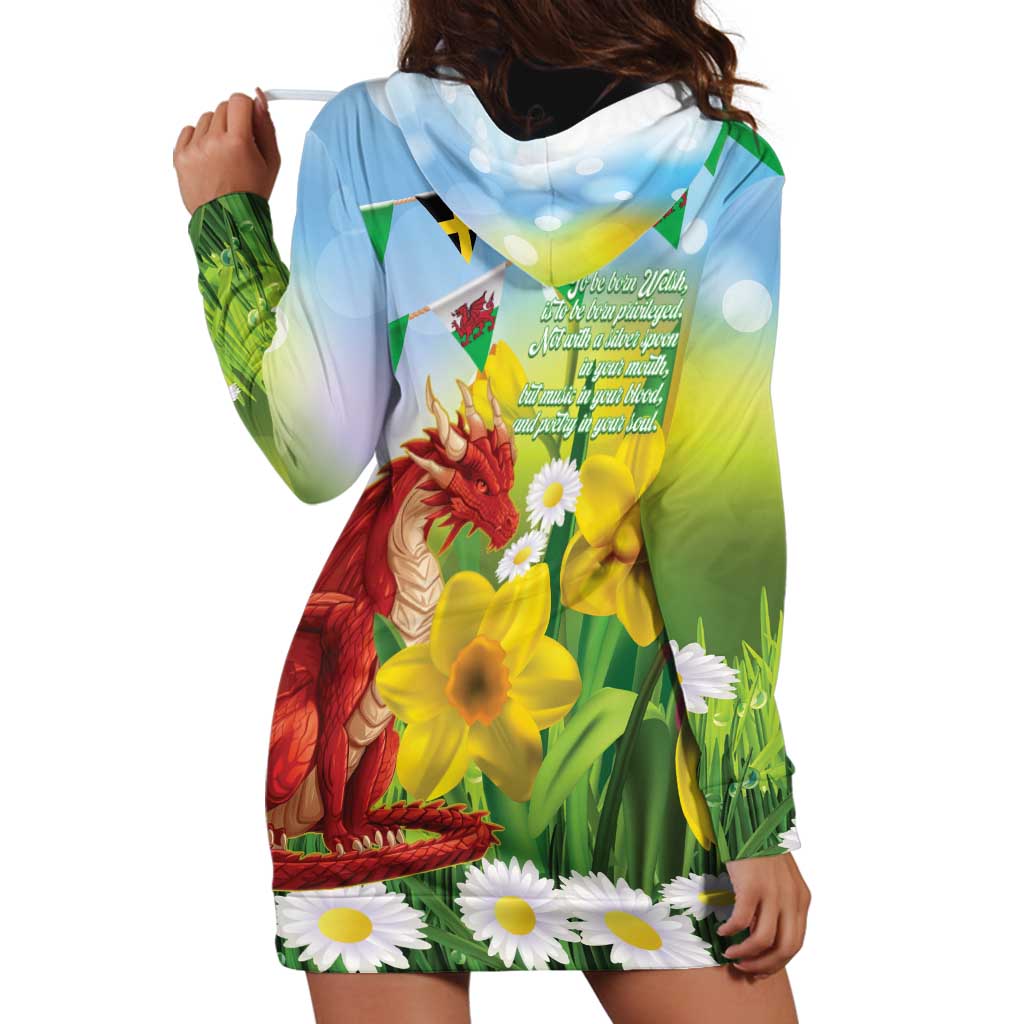 Wales Saint David's Day Hoodie Dress Dydd Gwyl Dewi Hapus Dragon Daffodil - Wonder Print Shop