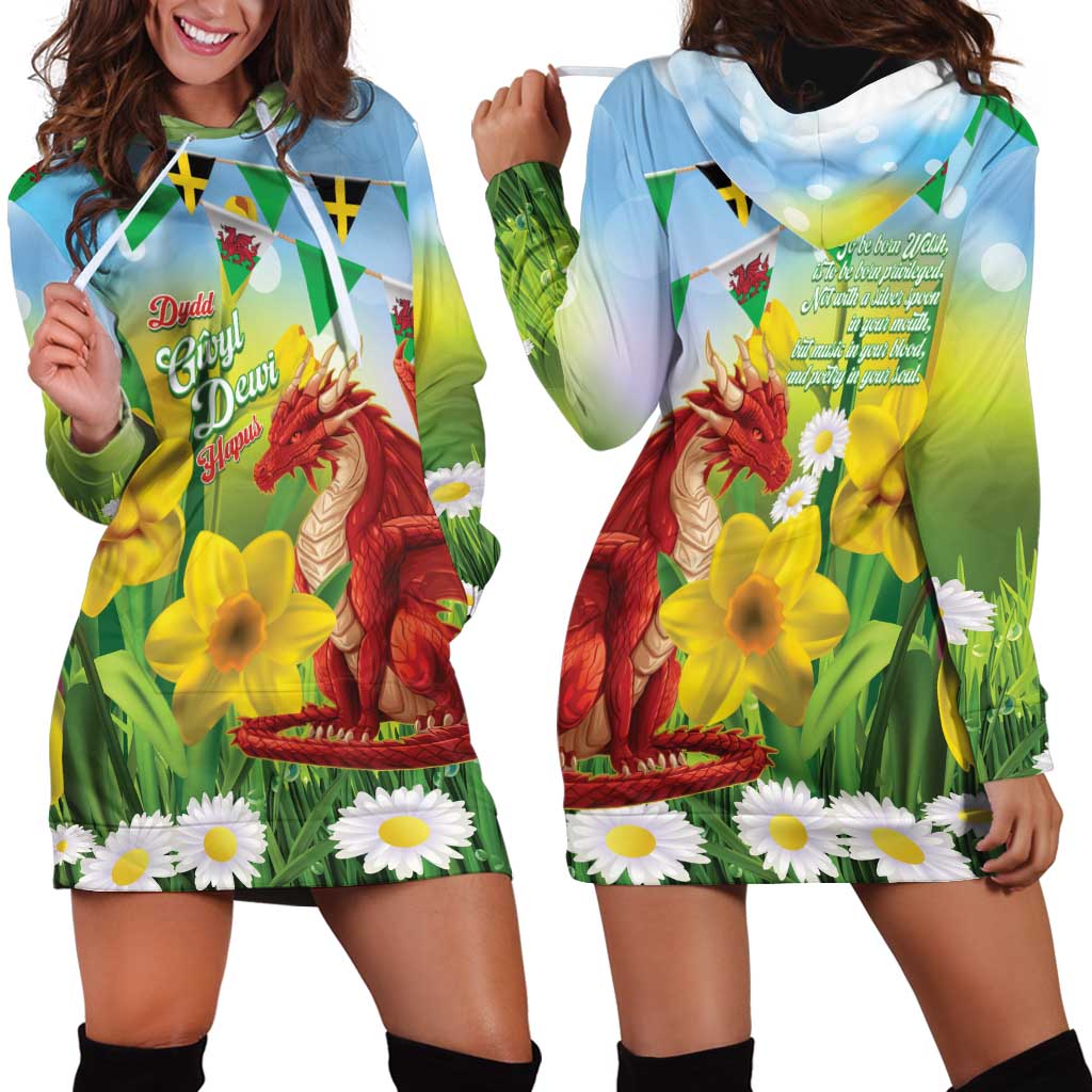 Wales Saint David's Day Hoodie Dress Dydd Gwyl Dewi Hapus Dragon Daffodil - Wonder Print Shop