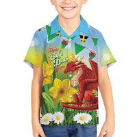 Wales Saint David's Day Kid Hawaiian Shirt Dydd Gwyl Dewi Hapus Dragon Daffodil - Wonder Print Shop