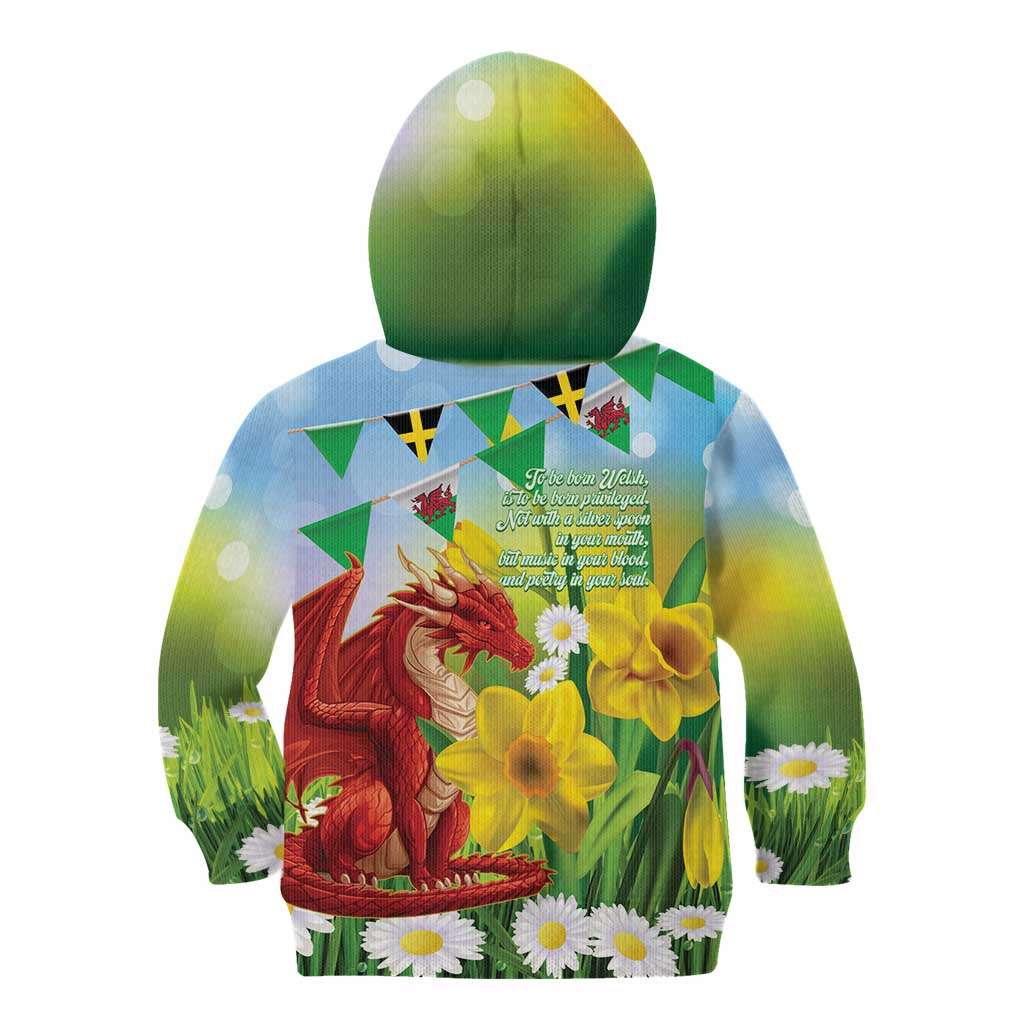 Wales Saint David's Day Kid Hoodie Dydd Gwyl Dewi Hapus Dragon Daffodil - Wonder Print Shop