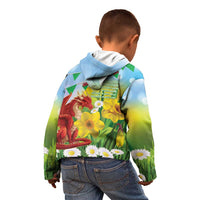 Wales Saint David's Day Kid Hoodie Dydd Gwyl Dewi Hapus Dragon Daffodil - Wonder Print Shop