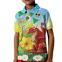 Wales Saint David's Day Kid Polo Shirt Dydd Gwyl Dewi Hapus Dragon Daffodil - Wonder Print Shop