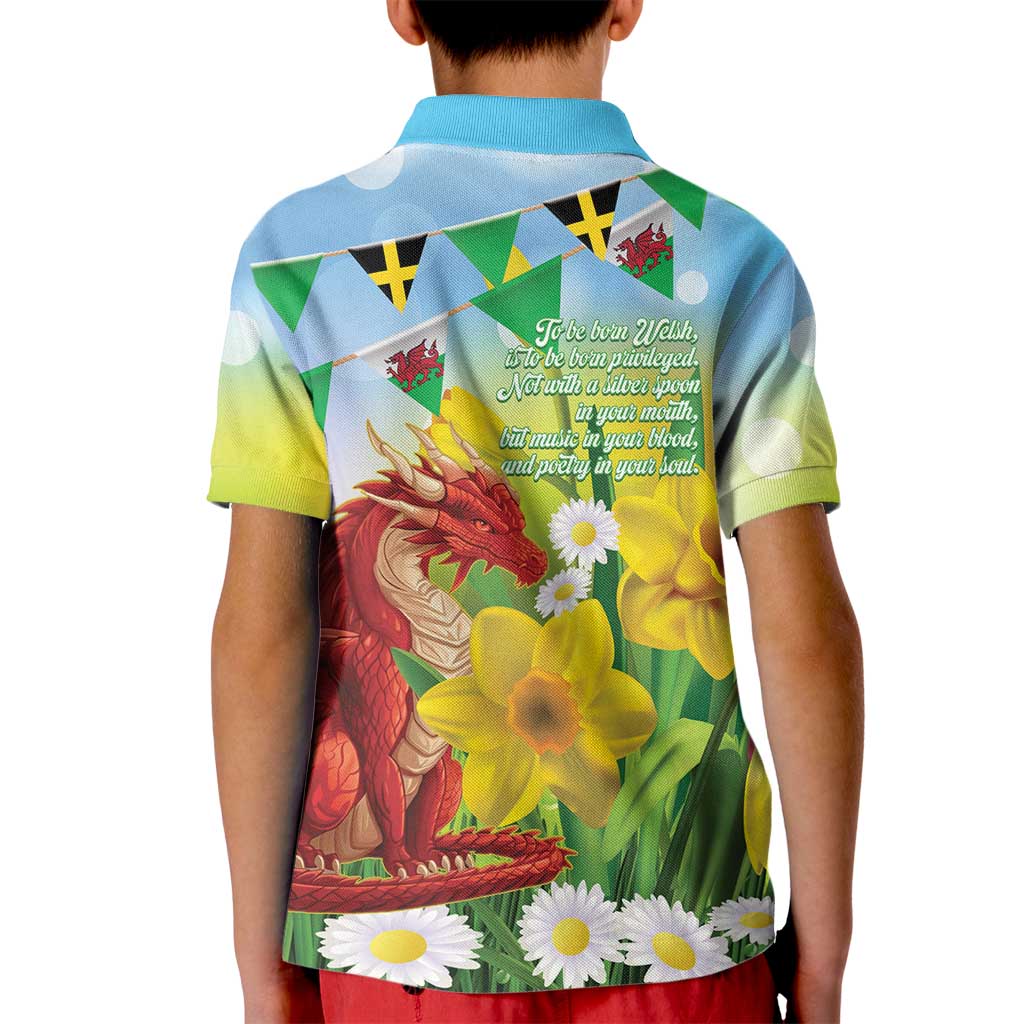 Wales Saint David's Day Kid Polo Shirt Dydd Gwyl Dewi Hapus Dragon Daffodil - Wonder Print Shop