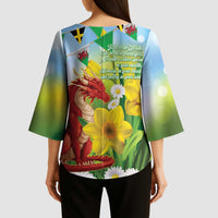 Wales Saint David's Day Kimono Sleeve Blouse Dydd Gwyl Dewi Hapus Dragon Daffodil - Wonder Print Shop
