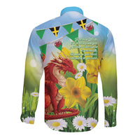 Wales Saint David's Day Long Sleeve Button Shirt Dydd Gwyl Dewi Hapus Dragon Daffodil - Wonder Print Shop