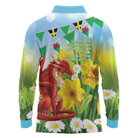 Wales Saint David's Day Long Sleeve Polo Shirt Dydd Gwyl Dewi Hapus Dragon Daffodil - Wonder Print Shop