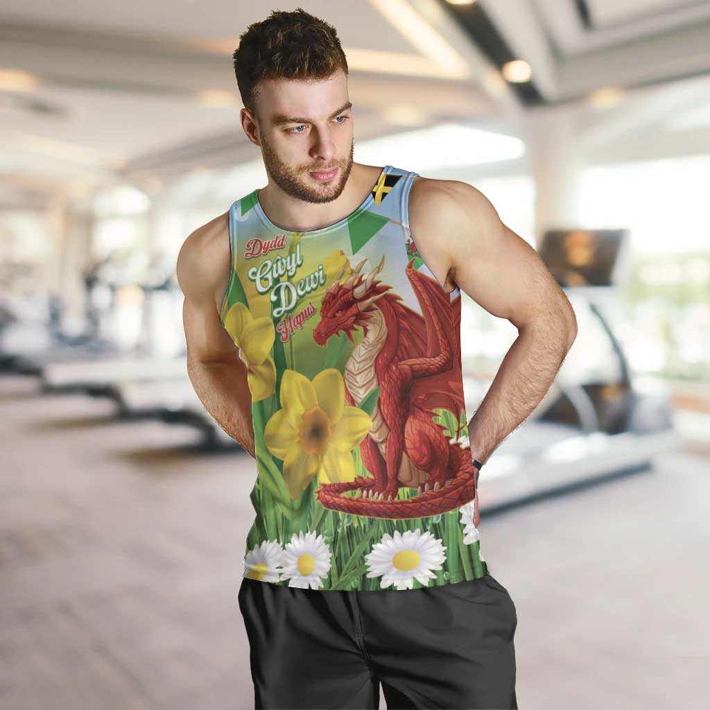 Wales Saint David's Day Men Tank Top Dydd Gwyl Dewi Hapus Dragon Daffodil - Wonder Print Shop