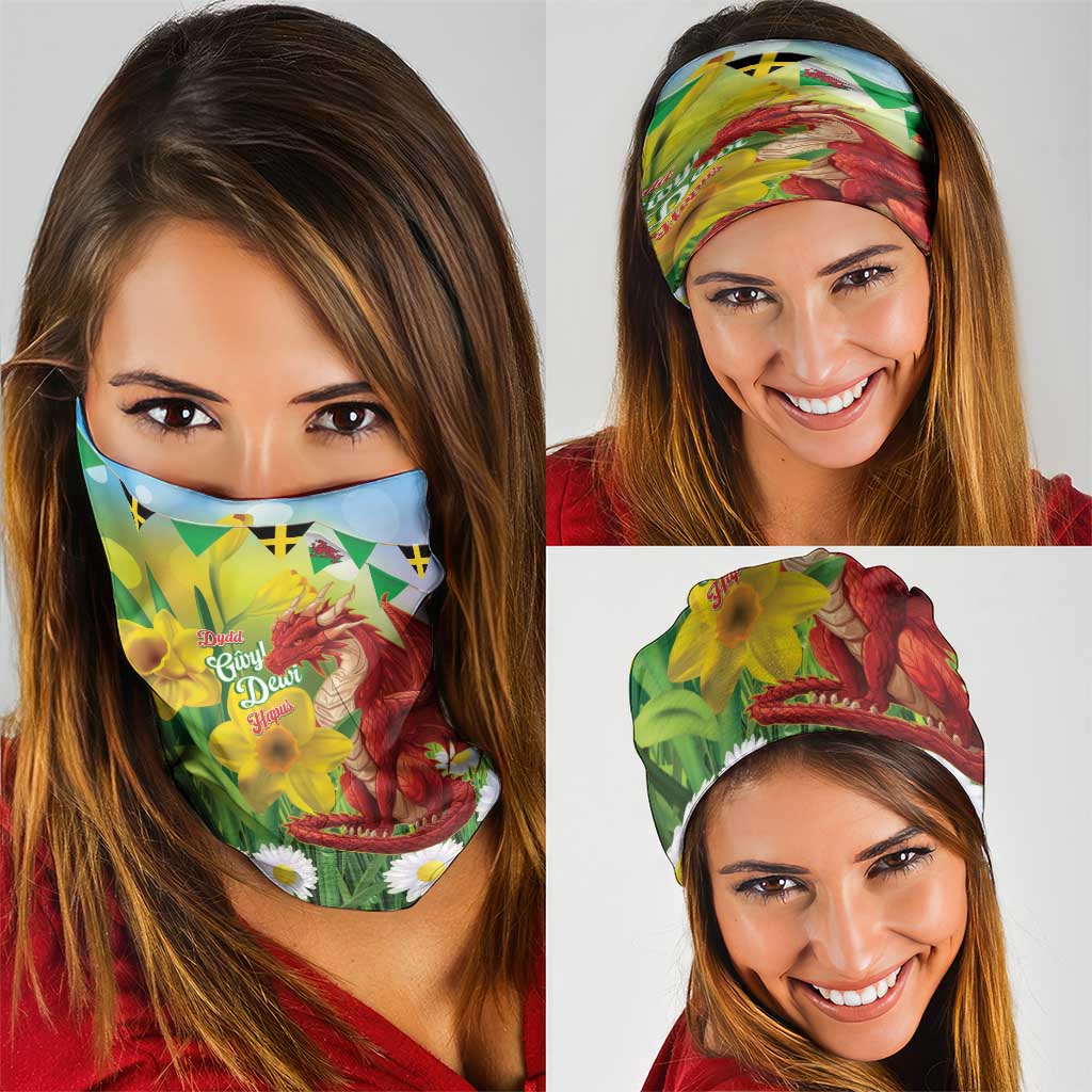 Wales Saint David's Day Neck Gaiter Dydd Gwyl Dewi Hapus Dragon Daffodil - Wonder Print Shop
