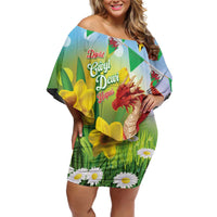 Wales Saint David's Day Off Shoulder Short Dress Dydd Gwyl Dewi Hapus Dragon Daffodil - Wonder Print Shop
