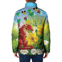 Wales Saint David's Day Padded Jacket Dydd Gwyl Dewi Hapus Dragon Daffodil - Wonder Print Shop