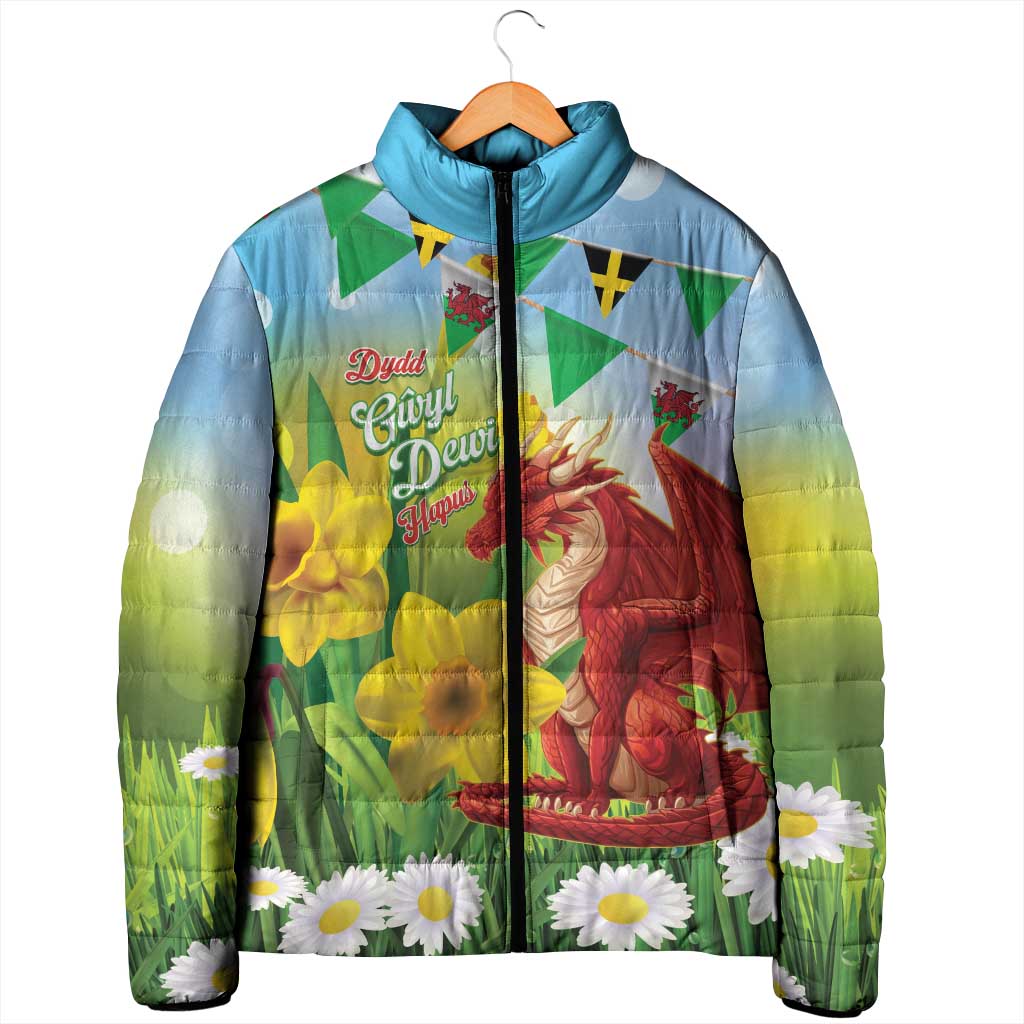 Wales Saint David's Day Padded Jacket Dydd Gwyl Dewi Hapus Dragon Daffodil - Wonder Print Shop