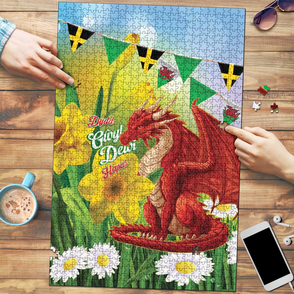 Wales Saint David's Day Puzzle Dydd Gwyl Dewi Hapus Dragon Daffodil - Wonder Print Shop