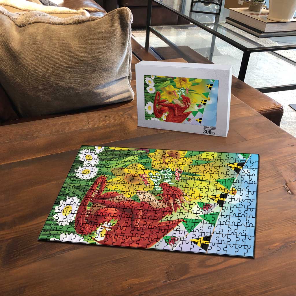 Wales Saint David's Day Puzzle Dydd Gwyl Dewi Hapus Dragon Daffodil - Wonder Print Shop