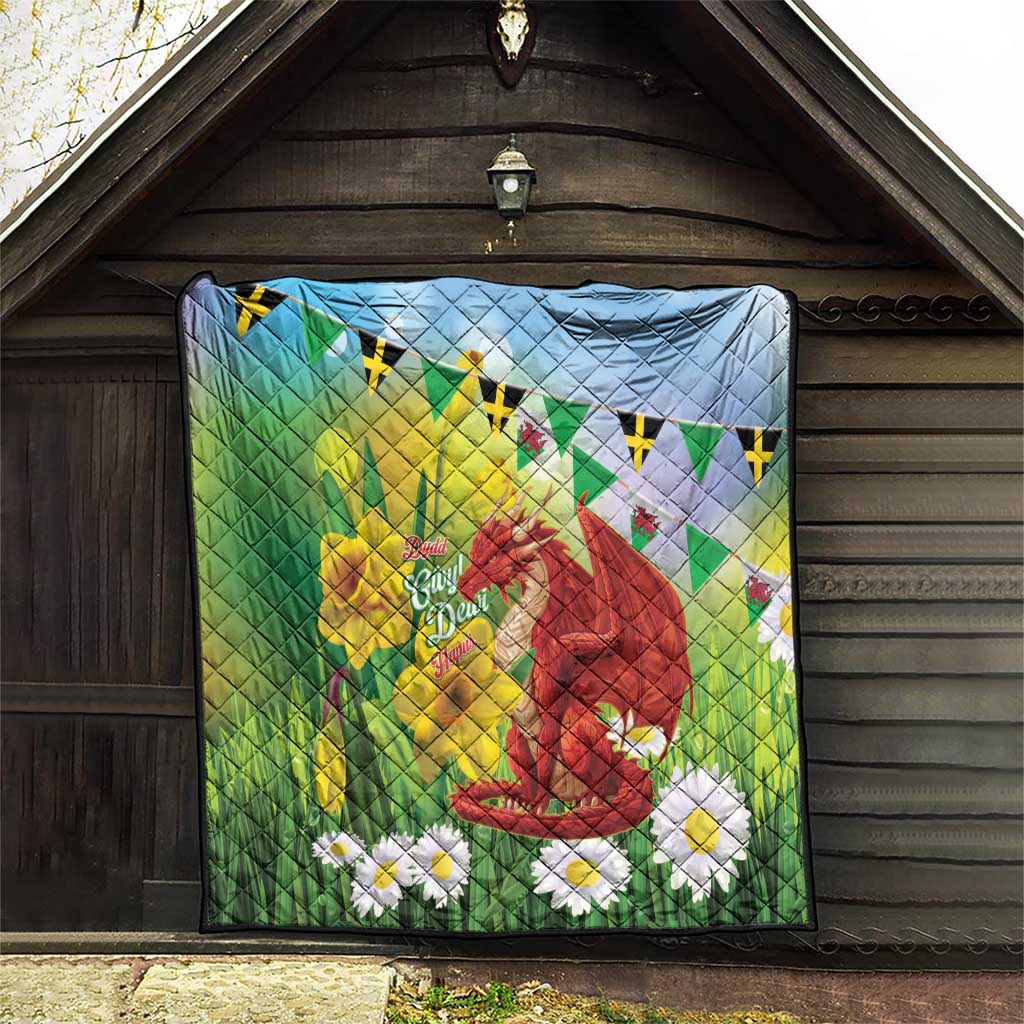 Wales Saint David's Day Quilt Dydd Gwyl Dewi Hapus Dragon Daffodil - Wonder Print Shop
