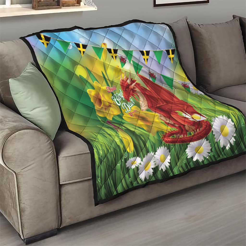 Wales Saint David's Day Quilt Dydd Gwyl Dewi Hapus Dragon Daffodil - Wonder Print Shop
