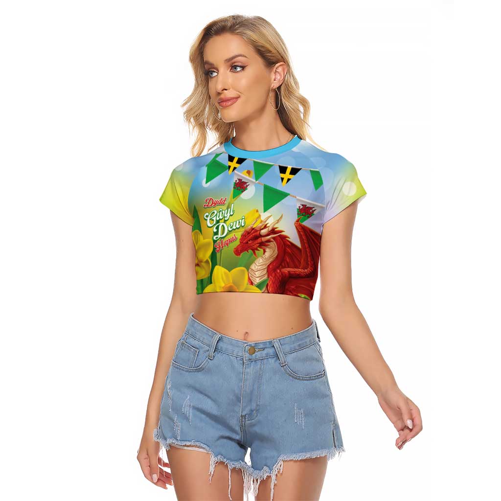 Wales Saint David's Day Raglan Cropped T Shirt Dydd Gwyl Dewi Hapus Dragon Daffodil - Wonder Print Shop