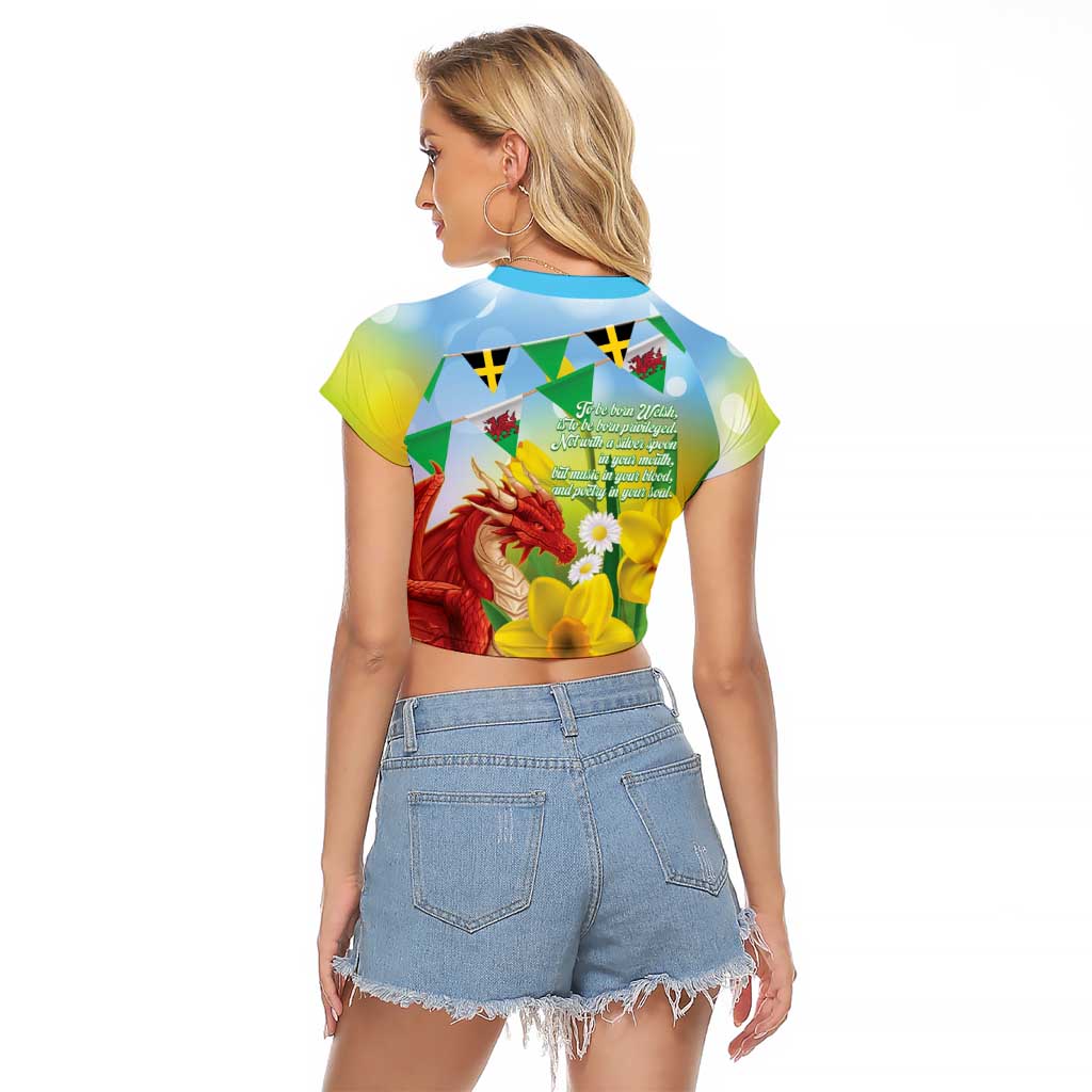 Wales Saint David's Day Raglan Cropped T Shirt Dydd Gwyl Dewi Hapus Dragon Daffodil - Wonder Print Shop