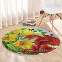 Wales Saint David's Day Round Carpet Dydd Gwyl Dewi Hapus Dragon Daffodil - Wonder Print Shop