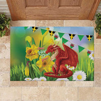 Wales Saint David's Day Rubber Doormat Dydd Gwyl Dewi Hapus Dragon Daffodil - Wonder Print Shop